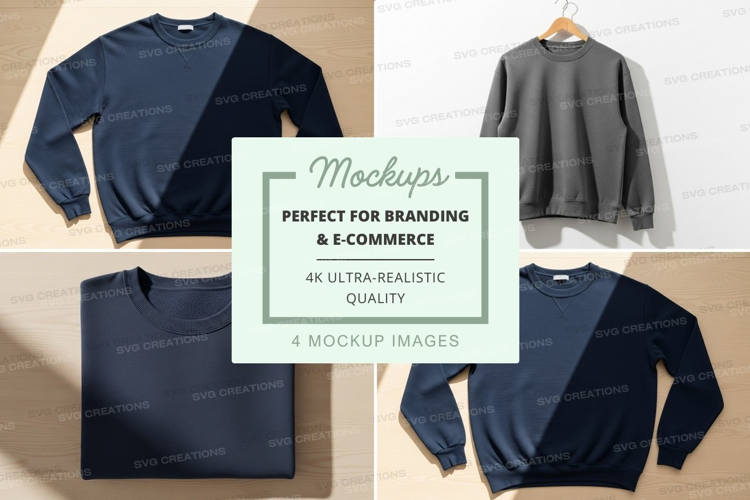 Minimalist sweatshirt mockup on wooden hanger flat lay
