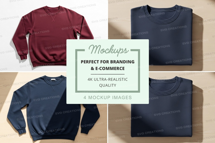 Minimalist sweater mockup on wooden surface neutral tones