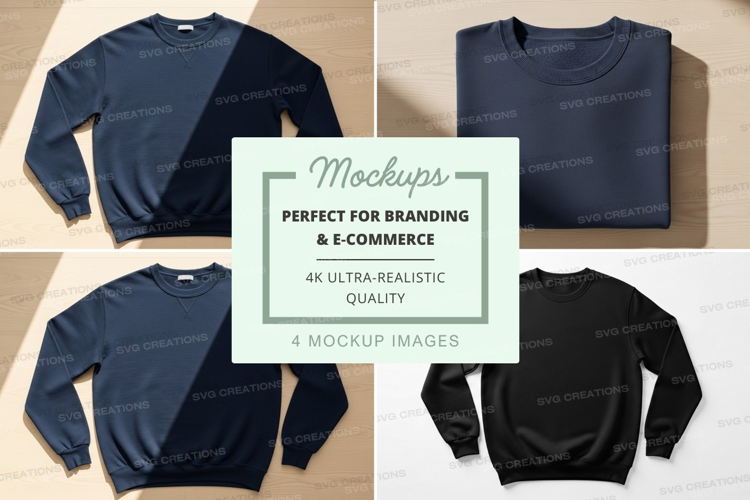 Minimalist sweater mockup on wooden surface neutral tones