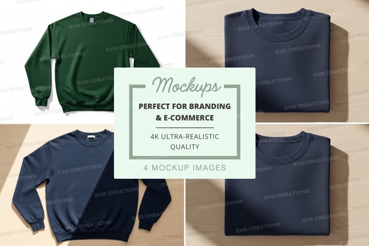 Minimalist sweater mockup set on wooden background