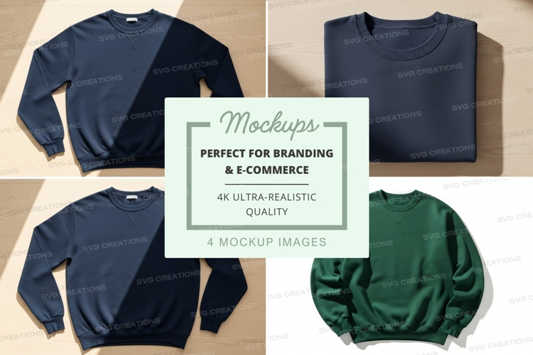 Minimalist sweater mockup flat lay on wooden background