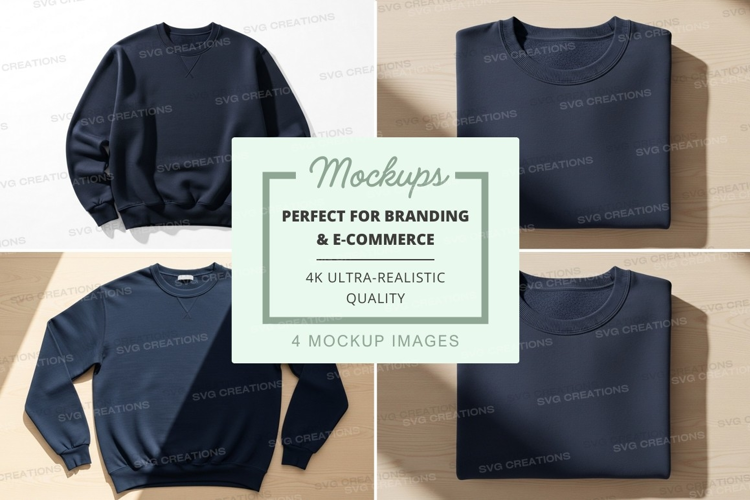 Dark blue sweatshirt mockup flat lay minimal design