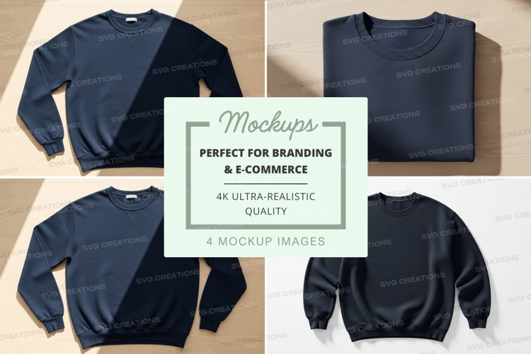 Navy blue sweatshirt mockup flat lay minimal design