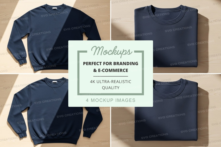 Navy blue sweatshirt mockup flat lay minimalist design