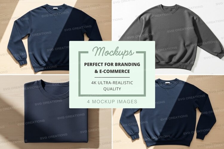 Blank navy gray sweatshirt mockup flat lay minimalist example image 1
