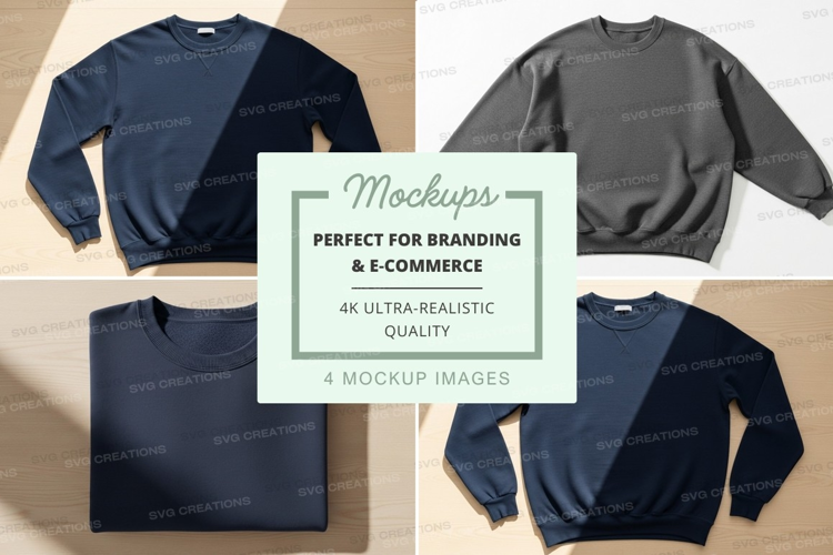 Blank navy gray sweatshirt mockup flat lay minimalist