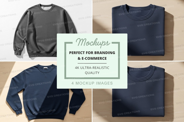 Minimalist sweatshirt mockup on wooden surface neutral tones