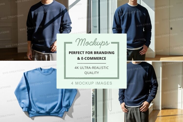Minimalist sweatshirt mockup on mannequin and model example image 1