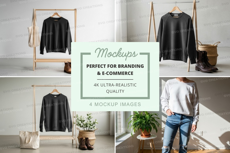 Clothing mockup display minimalist grey apparel setup
