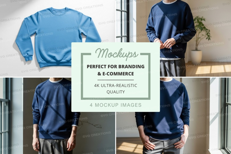 Blue sweater mockup on mannequin and model lifestyle