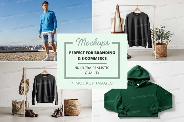 Clothing mockup set with mannequin and casual wear display