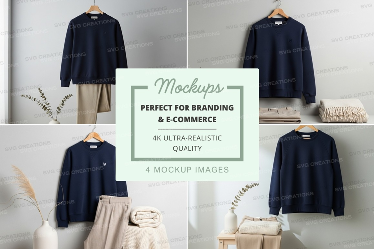 Navy blue long sleeve women's sweater mockup minimalist disp