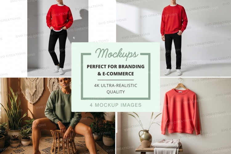 Red hoodie mockup on mannequin and model lifestyle