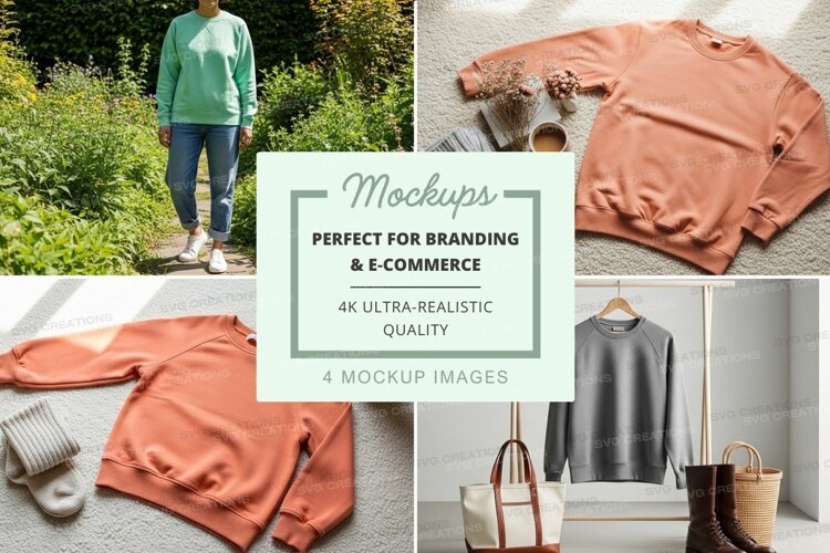 Casual oversized sweater mockup on mannequin and flat lay example image 1