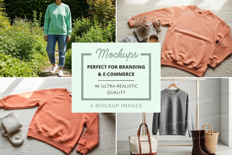 Casual oversized sweater mockup on mannequin and flat lay