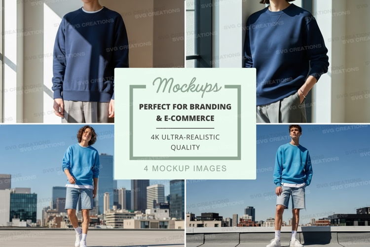 Man wearing oversized hoodie mockup urban skyline
