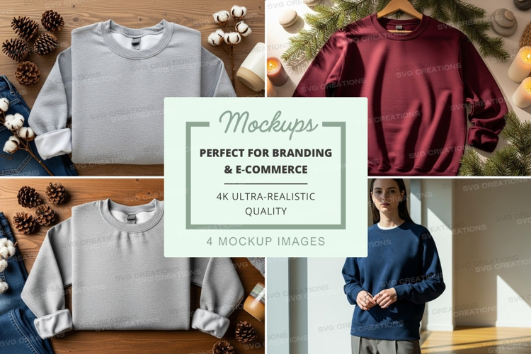 Women's sweatshirt mockup on hanger with cozy setup