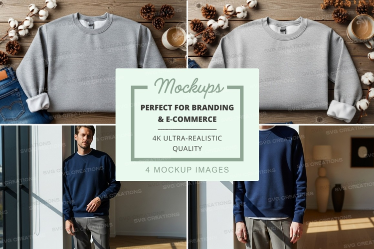 Men's sweatshirt mockup on wooden hanger display
