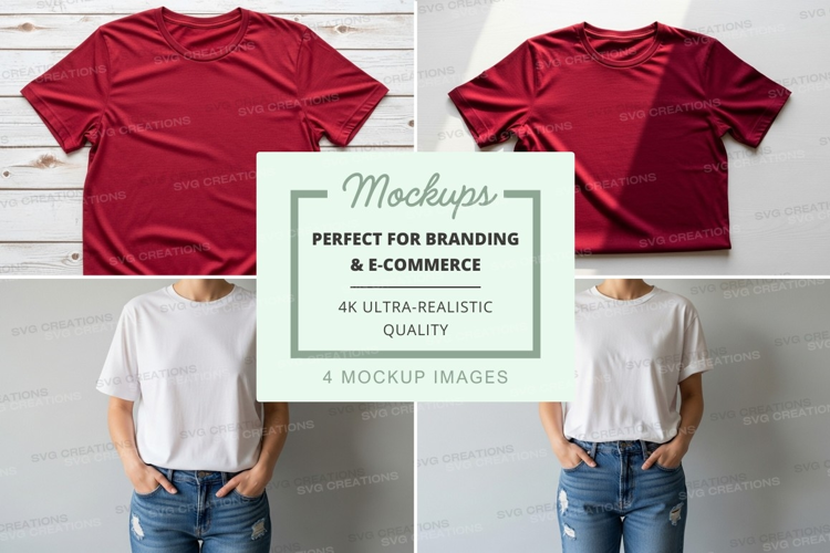 Red t-shirt mockup on model for branding ultra realistic