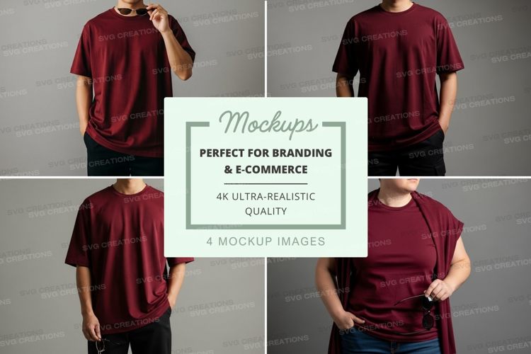 Burgundy t-shirt mockup for branding and e-commerce display