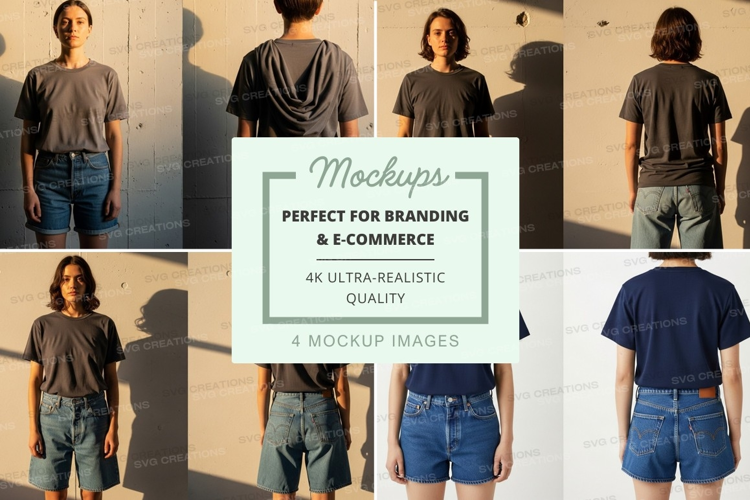 Group casual clothing mockup for branding ultra realistic