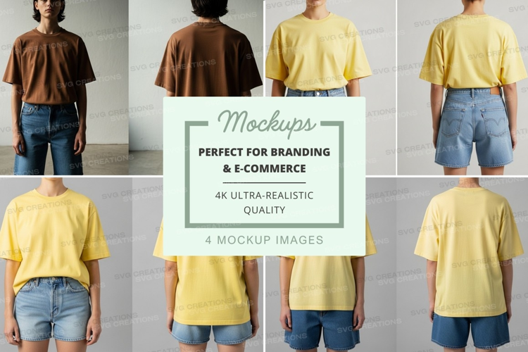 T-shirt mockup branding ultra realistic display 4 views