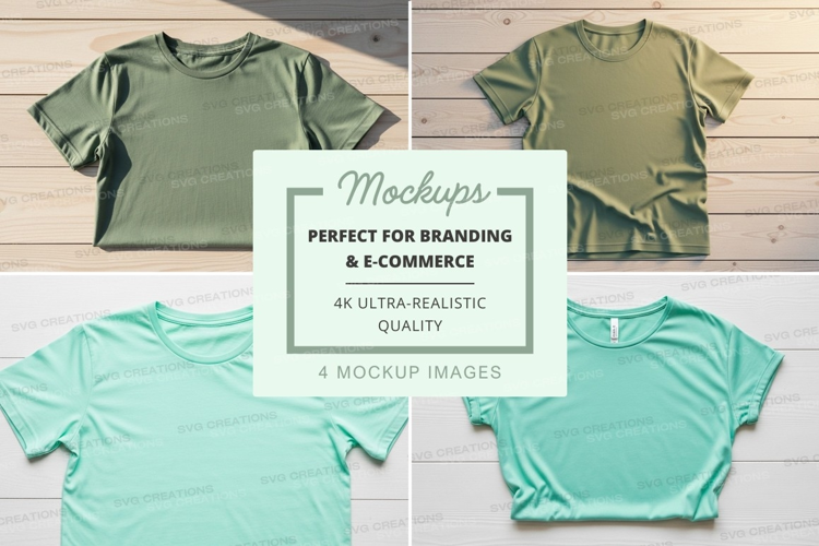Green t-shirt mockups branding ultra realistic display