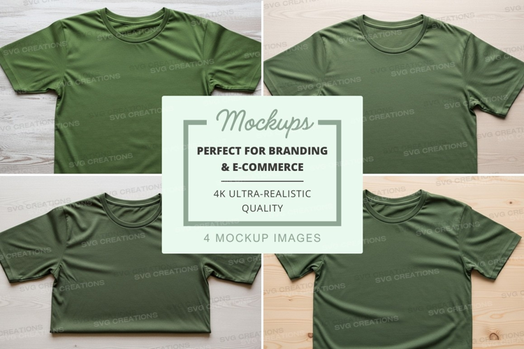Green t-shirt mockup branding e-commerce display ultra reali