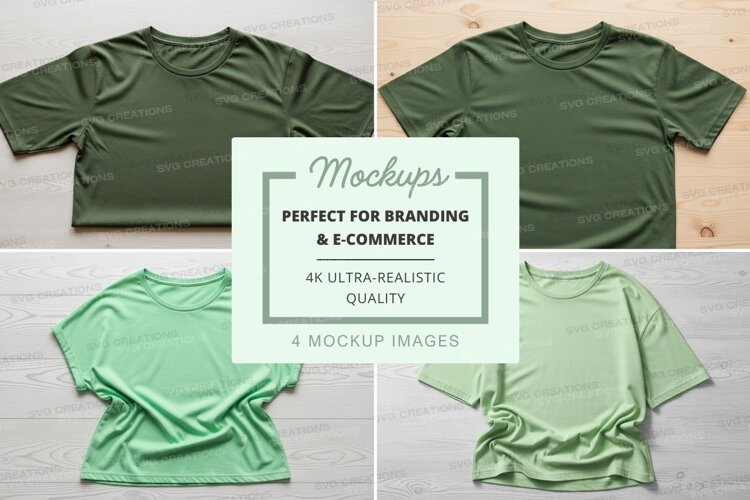 Green t-shirt mockup branding ultra realistic display example image 1