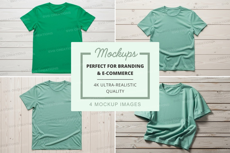 Green t-shirt mockups branding ultra realistic display