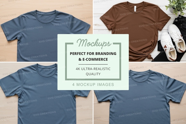 T-shirt mockups branding ultra realistic display flat lay