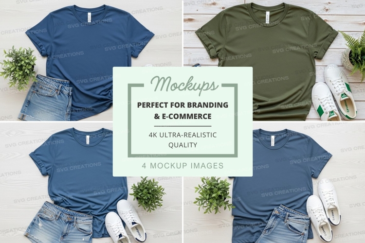 Realistic t-shirt mockups for branding ultra clear display