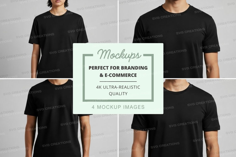 Black t-shirt mockups branding ultra realistic display