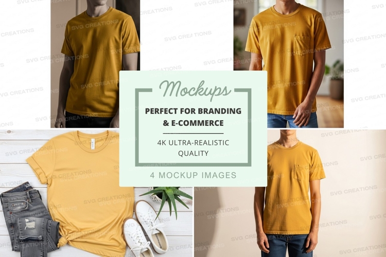 Yellow t-shirt mockup branding e-commerce realistic display