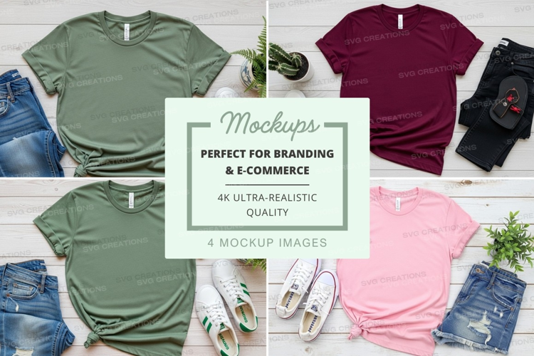 T-shirt mockups branding ultra realistic display flat lay