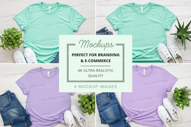 T-shirt mockups branding ultra realistic display flat lay