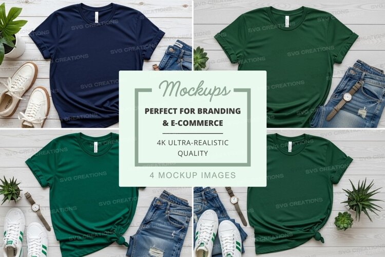T-shirt mockups branding ultra realistic display flat lay example image 1