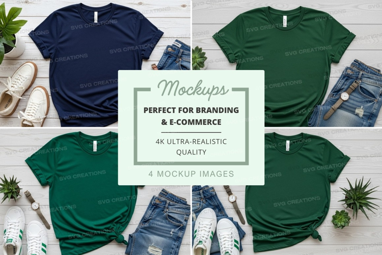T-shirt mockups branding ultra realistic display flat lay