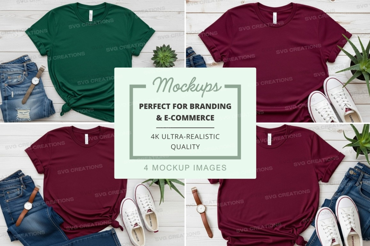 Branding mockup t-shirts flat lay minimalist product display