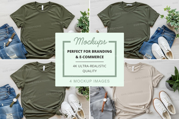 Realistic t-shirt mockups for branding and e-commerce displa