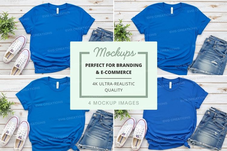 Blue t-shirt mockup branding ultra realistic flat lay ecomme