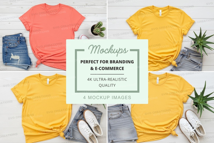 T-shirt mockups branding ultra realistic display flat lay