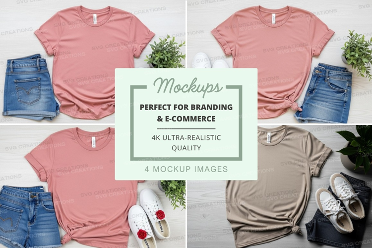 Pink t-shirt mockup branding ultra realistic flat lay design
