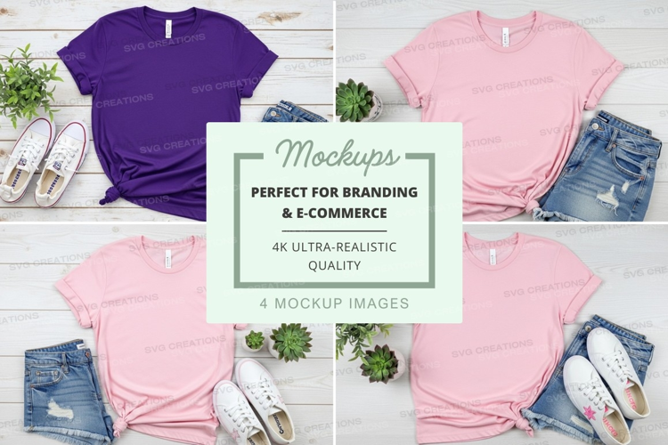T-shirt mockups branding ultra realistic display flat lay