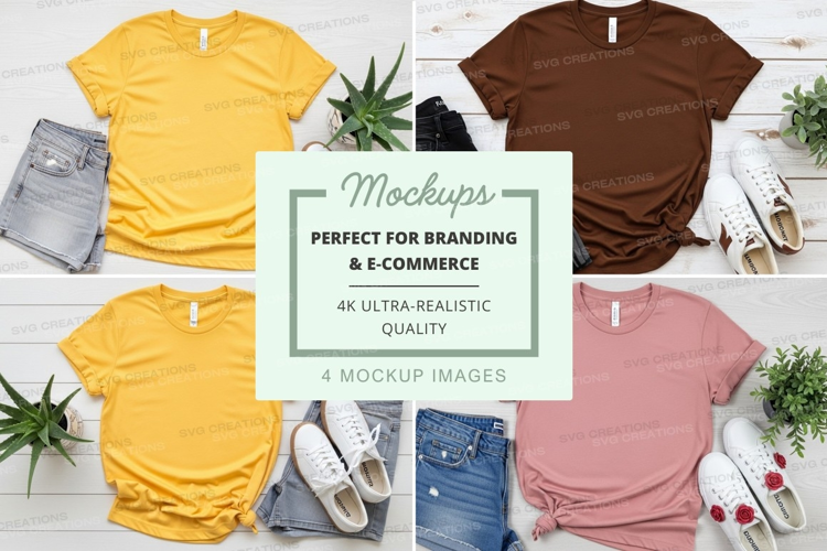T-shirt mockups branding ultra realistic flat lay display