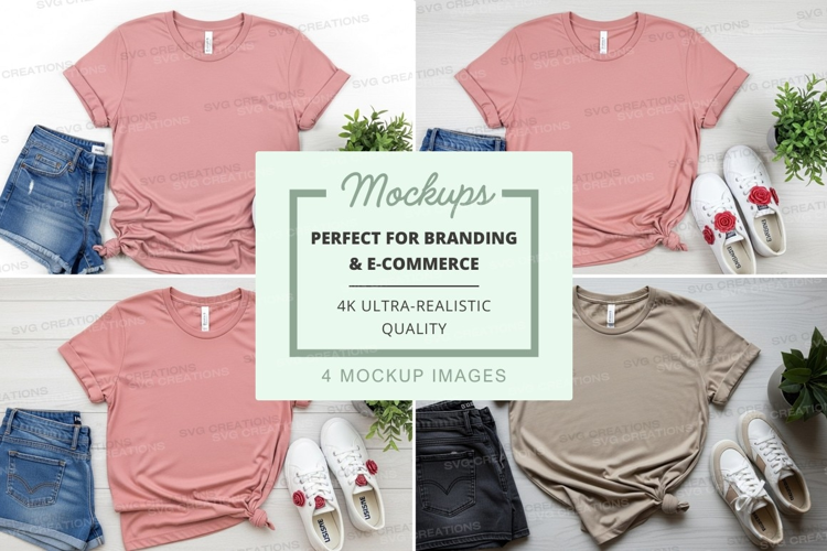 Pink t-shirt mockups branding ecommerce realistic display