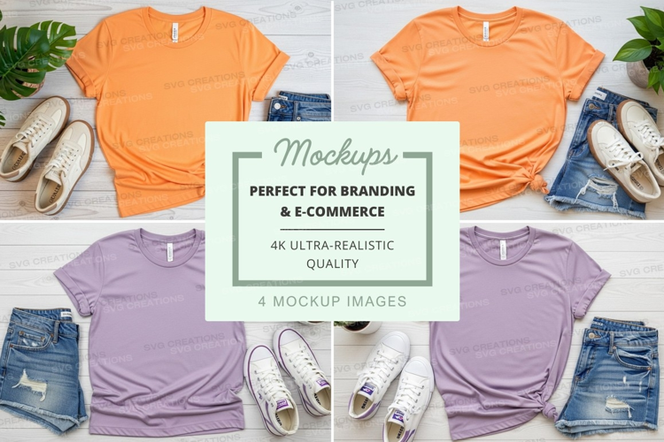 T-shirt mockups branding ecommerce flat lay minimalist