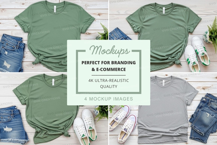Green t-shirt mockup branding ultra realistic display