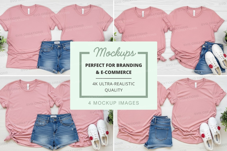 Pink t-shirt mockups on ultra realistic quality for branding