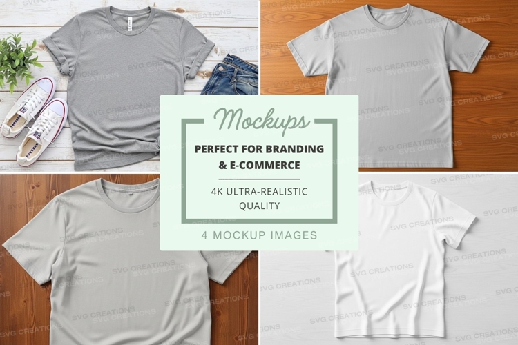 Blank white t-shirt mockups for branding and e-commerce disp